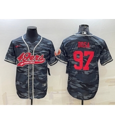 Men San Francisco 49ers 97 Nick Bosa Grey Red Camo With Patch Cool Base Stitched Baseball Jersey Men San Francisco 49ers 97 Nick Bosa Grey Red Camo With Patch Cool Base Stitched Baseball Jersey