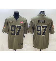 Men San Francisco 49ers 97 Nick Bosa Olive 2022 Salute To Service Limited Stitched Jersey Men San Francisco 49ers 97 Nick Bosa Olive 2022 Salute To Service Limited Stitched Jersey