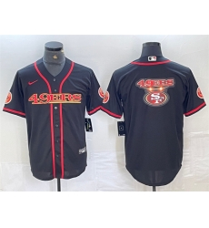 Men San Francisco 49ers Black Team Big Logo With Patch Cool Base Stitched Baseball Jerseys Men San Francisco 49ers Black Team Big Logo With Patch Cool Base Stitched Baseball Jerseys