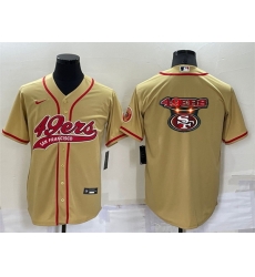 Men San Francisco 49ers Gold Team Big Logo With Patch Cool Base Stitched Baseb Men San Francisco 49ers Gold Team Big Logo With Patch Cool Base Stitched Baseb