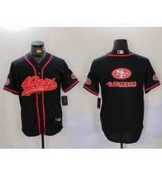 Men San Francisco 49ers Team Big Logo Black With Patch Cool Base Stitched Baseball Jersey 7 Men San Francisco 49ers Team Big Logo Black With Patch Cool Base Stitched Baseball Jersey 7