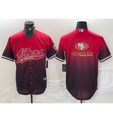 Men San Francisco 49ers Team Big Logo Red Black With Patch Cool Base Stitched Baseball Jersey 1 Men San Francisco 49ers Team Big Logo Red Black With Patch Cool Base Stitched Baseball Jersey 1