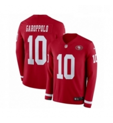 Mens Nike San Francisco 49ers 10 Jimmy Garoppolo Limited Red Therma Long Sleeve NFL Jersey Mens Nike San Francisco 49ers 10 Jimmy Garoppolo Limited Red Therma Long Sleeve NFL Jersey
