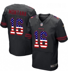 Mens Nike San Francisco 49ers 16 Joe Montana Elite Black Alternate USA Flag Fashion NFL Jersey Mens Nike San Francisco 49ers 16 Joe Montana Elite Black Alternate USA Flag Fashion NFL Jersey