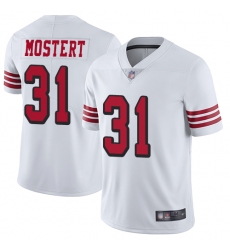 Men's Nike San Francisco 49ers 31 Raheem Mostert White Rush Limited Player NFL Jersey Men's Nike San Francisco 49ers 31 Raheem Mostert White Rush Limited Player NFL Jersey