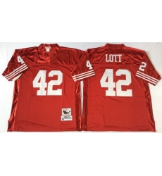 Mitchell And Ness 49ers #42 Ronnie Lott red Mens Throwback Stitched NFL Jersey Mitchell And Ness 49ers #42 Ronnie Lott red Mens Throwback Stitched NFL Jersey
