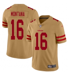 Nike 49ers 16 Joe Montana Gold Mens Stitched Football Limited Inverted Legend Jersey Nike 49ers 16 Joe Montana Gold Mens Stitched Football Limited Inverted Legend Jersey