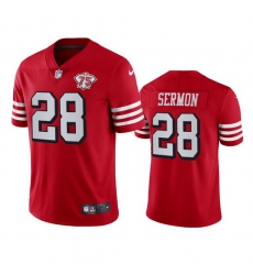 Nike San Francisco 49ers 28 Trey Sermon Red Rush Men 75th Anniversary Stitched NFL Vapor Untouchable Limited Jersey Nike San Francisco 49ers 28 Trey Sermon Red Rush Men 75th Anniversary Stitched NFL Vapor Untouchable Limited Jersey