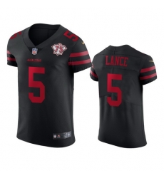 Nike San Francisco 49ers 5 Trey Lance Black Alternate Men 75th Anniversary Stitched NFL Vapor Untouchable Elite Jersey Nike San Francisco 49ers 5 Trey Lance Black Alternate Men 75th Anniversary Stitched NFL Vapor Untouchable Elite Jersey