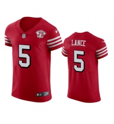 Nike San Francisco 49ers 5 Trey Lance Red Rush Men 75th Anniversary Stitched NFL Vapor Untouchable Elite Jersey Nike San Francisco 49ers 5 Trey Lance Red Rush Men 75th Anniversary Stitched NFL Vapor Untouchable Elite Jersey
