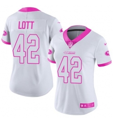 Nike 49ers #42 Ronnie Lott White Pink Womens Stitched NFL Limited Rush Fashion Jersey Nike 49ers #42 Ronnie Lott White Pink Womens Stitched NFL Limited Rush Fashion Jersey