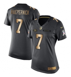 Nike 49ers #7 Colin Kaepernick Black Womens Stitched NFL Limited Gold Salute to Service Jersey Nike 49ers #7 Colin Kaepernick Black Womens Stitched NFL Limited Gold Salute to Service Jersey