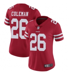 Women 49ers 26 Tevin Coleman Red Team Color Stitched Football Vapor Untouchable Limited Jersey Women 49ers 26 Tevin Coleman Red Team Color Stitched Football Vapor Untouchable Limited Jersey