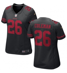 Women Nike 49ers #26 Tevin Coleman Black Game Jersey Women Nike 49ers #26 Tevin Coleman Black Game Jersey