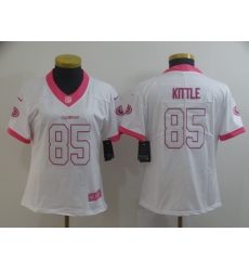 Women Nike 49ers 85 George Kittle White Pink Rush Limited Jersey Women Nike 49ers 85 George Kittle White Pink Rush Limited Jersey