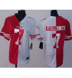 Women Nike San Francisco 49ers 7 Colin Kaepernick Red White Split NFL Jerseys Women Nike San Francisco 49ers 7 Colin Kaepernick Red White Split NFL Jerseys