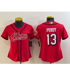 Women San Francisco 49ers 13 Brock Purdy New Red With Patch Cool Base Stitched Baseball Jersey Women San Francisco 49ers 13 Brock Purdy New Red With Patch Cool Base Stitched Baseball Jersey