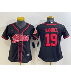 Women San Francisco 49ers 19 Deebo Samuel Black With Patch Cool Base Stitched Baseball Jersey Women San Francisco 49ers 19 Deebo Samuel Black With Patch Cool Base Stitched Baseball Jersey