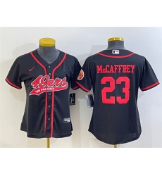 Women San Francisco 49ers 23 Christian McCaffrey Black With Patch Cool Base Stitched Baseball Jersey Women San Francisco 49ers 23 Christian McCaffrey Black With Patch Cool Base Stitched Baseball Jersey