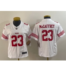 Women San Francisco 49ers 23 Christian McCaffrey White 2023 F U S E Vapor Untouchable Limited Stitched Jersey Run Small Women San Francisco 49ers 23 Christian McCaffrey White 2023 F U S E Vapor Untouchable Limited Stitched Jersey Run Small