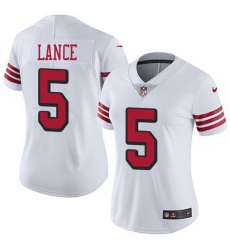 Women San Francisco 49ers 5 Trey Lance White Women Stitched NFL Limited Rush Jersey Women San Francisco 49ers 5 Trey Lance White Women Stitched NFL Limited Rush Jersey