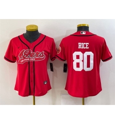 Women San Francisco 49ers 80 Jerry Rice Red With Patch Cool Base Stitched Baseball Jersey Women San Francisco 49ers 80 Jerry Rice Red With Patch Cool Base Stitched Baseball Jersey