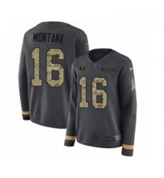 Womens Nike San Francisco 49ers 16 Joe Montana Limited Black Salute to Service Therma Long Sleeve NFL Jersey Womens Nike San Francisco 49ers 16 Joe Montana Limited Black Salute to Service Therma Long Sleeve NFL Jersey