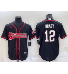 Men Tampa Bay Buccaneers 12 Tom Brady Black Cool Base Stitched Baseball Jersey Men Tampa Bay Buccaneers 12 Tom Brady Black Cool Base Stitched Baseball Jersey
