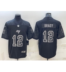 Men Tampa Bay Buccaneers 12 Tom Brady Black Reflective Limited Stitched Jersey Men Tampa Bay Buccaneers 12 Tom Brady Black Reflective Limited Stitched Jersey