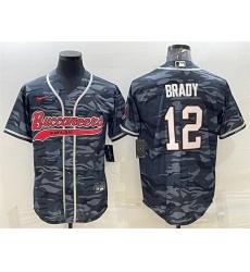 Men Tampa Bay Buccaneers 12 Tom Brady Grey Camo With Patch Cool Base Stitched Baseball Jersey Men Tampa Bay Buccaneers 12 Tom Brady Grey Camo With Patch Cool Base Stitched Baseball Jersey