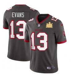 Men Tampa Bay Buccaneers 13 Mike Evans Men Super Bowl LV Champions Patch Nike Pewter Alternate Vapor Limited Jersey Men Tampa Bay Buccaneers 13 Mike Evans Men Super Bowl LV Champions Patch Nike Pewter Alternate Vapor Limited Jersey