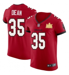 Men Tampa Bay Buccaneers 35 Jamel Dean Men Super Bowl LV Champions Patch Nike Red Vapor Elite Jersey Men Tampa Bay Buccaneers 35 Jamel Dean Men Super Bowl LV Champions Patch Nike Red Vapor Elite Jersey