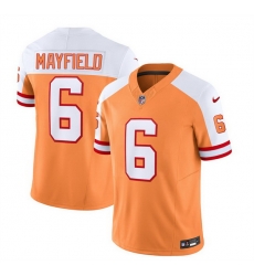 Men Tampa Bay Buccaneers 6 Baker Mayfield 2023 F U S E White Gold Throwback Limited Stitched Jersey Men Tampa Bay Buccaneers 6 Baker Mayfield 2023 F U S E White Gold Throwback Limited Stitched Jersey