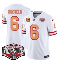 Men Tampa Bay Buccaneers 6 Baker Mayfield White F U S E 2024 NFC South Champions With 4 Star C Patch Limited Stitched Jersey Men Tampa Bay Buccaneers 6 Baker Mayfield White F U S E 2024 NFC South Champions With 4 Star C Patch Limited Stitched Jersey