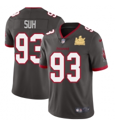 Men Tampa Bay Buccaneers 93 Ndamukong Suh Men Super Bowl LV Champions Patch Nike Pewter Alternate Vapor Limited Jersey Men Tampa Bay Buccaneers 93 Ndamukong Suh Men Super Bowl LV Champions Patch Nike Pewter Alternate Vapor Limited Jersey