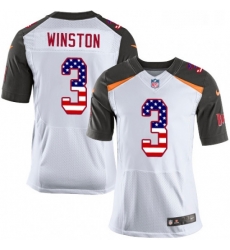 Mens Nike Tampa Bay Buccaneers 3 Jameis Winston Elite White Road USA Flag Fashion NFL Jersey Mens Nike Tampa Bay Buccaneers 3 Jameis Winston Elite White Road USA Flag Fashion NFL Jersey