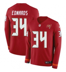 Nike Buccaneers 34 Mike Edwards Red Team Color Men Stitched NFL Limited Therma Long Sleeve Jersey Nike Buccaneers 34 Mike Edwards Red Team Color Men Stitched NFL Limited Therma Long Sleeve Jersey