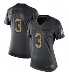 Womens Nike Tampa Bay Buccaneers 3 Jameis Winston Limited Black 2016 Salute to Service NFL Jersey Womens Nike Tampa Bay Buccaneers 3 Jameis Winston Limited Black 2016 Salute to Service NFL Jersey