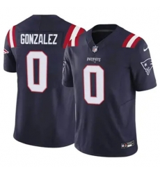 Men New England Patriots 0 Christian Gonzalez Blue Stitched Vapor Limited Jersey Men New England Patriots 0 Christian Gonzalez Blue Stitched Vapor Limited Jersey