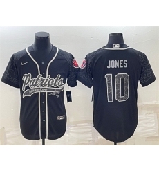 Men New England Patriots 10 Mac Jones Black Reflective With Patch Cool Base Stitched Baseball Jersey Men New England Patriots 10 Mac Jones Black Reflective With Patch Cool Base Stitched Baseball Jersey