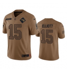 Men New England Patriots 15 Ezekiel Elliott 2023 Brown Salute To Service Limited Stitched Football Jersey Men New England Patriots 15 Ezekiel Elliott 2023 Brown Salute To Service Limited Stitched Football Jersey