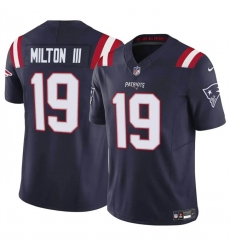 Men New England Patriots 19 Joe Milton III Navy 2024 F U S E Vapor Limited Stitched Football Jersey Men New England Patriots 19 Joe Milton III Navy 2024 F U S E Vapor Limited Stitched Football Jersey