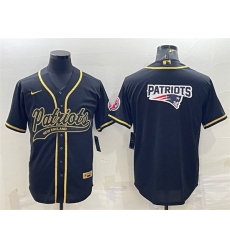 Men New England Patriots Black Gold Team Big Logo With Patch Cool Base Stitched Baseball Jersey Men New England Patriots Black Gold Team Big Logo With Patch Cool Base Stitched Baseball Jersey