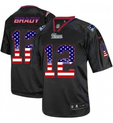 Mens Nike New England Patriots 12 Tom Brady Elite Black USA Flag Fashion NFL Jersey Mens Nike New England Patriots 12 Tom Brady Elite Black USA Flag Fashion NFL Jersey