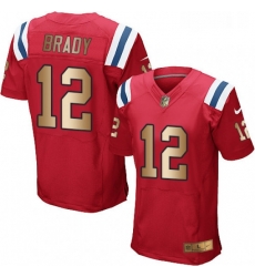 Mens Nike New England Patriots 12 Tom Brady Elite RedGold Alternate NFL Jersey Mens Nike New England Patriots 12 Tom Brady Elite RedGold Alternate NFL Jersey