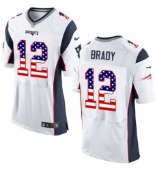 Mens Nike New England Patriots 12 Tom Brady Elite White Road USA Flag Fashion NFL Jersey Mens Nike New England Patriots 12 Tom Brady Elite White Road USA Flag Fashion NFL Jersey