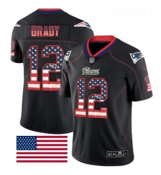 Mens Nike New England Patriots 12 Tom Brady Limited Black Rush USA Flag NFL Jersey Mens Nike New England Patriots 12 Tom Brady Limited Black Rush USA Flag NFL Jersey