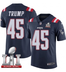 Nike Patriots #45 Donald Trump Navy Blue Super Bowl LI 51 Mens Stitched NFL Limited Rush Jersey Nike Patriots #45 Donald Trump Navy Blue Super Bowl LI 51 Mens Stitched NFL Limited Rush Jersey