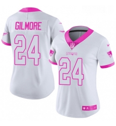 Womens Nike New England Patriots 24 Stephon Gilmore Limited WhitePink Rush Fashion NFL Jersey Womens Nike New England Patriots 24 Stephon Gilmore Limited WhitePink Rush Fashion NFL Jersey