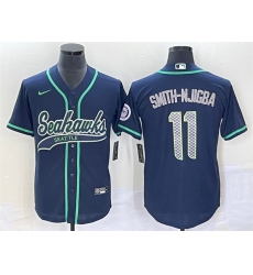 Men Seattle Seahawks 11 Jaxon Smith Njigba Navy With Patch Cool Base Stitched Baseball Jersey Men Seattle Seahawks 11 Jaxon Smith Njigba Navy With Patch Cool Base Stitched Baseball Jersey
